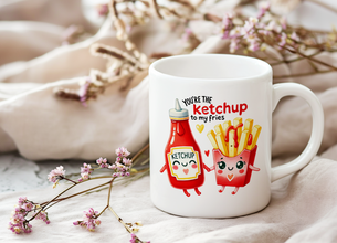 Ketchup & Fries Tasse – Süßes Cartoon-Design – Geschenk für Paare, Freunde & Kaffeeliebhaber – Lustige Kaffeetasse