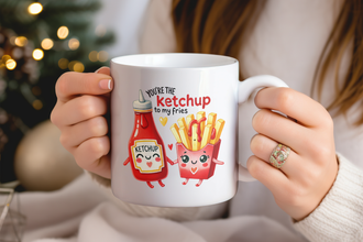 Ketchup & Fries Tasse – Süßes Cartoon-Design – Geschenk für Paare, Freunde & Kaffeeliebhaber – Lustige Kaffeetasse