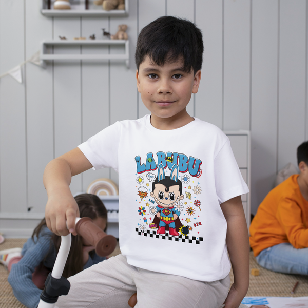 Kinder T-Shirt Labubu Superheld Comic – Lustiges Labubu Heldenmotiv, Baumwolle, Geschenk für Jungen & Mädchen