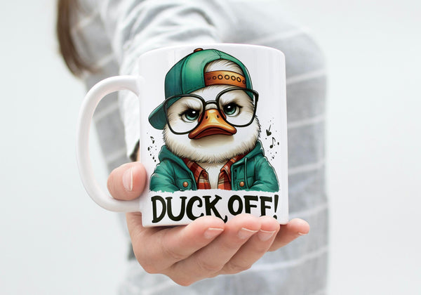 Lustige Ente Tasse – Duck Off Spruch Keramiktasse – Coole Geschenkidee für Kaffee- und Teeliebhaber