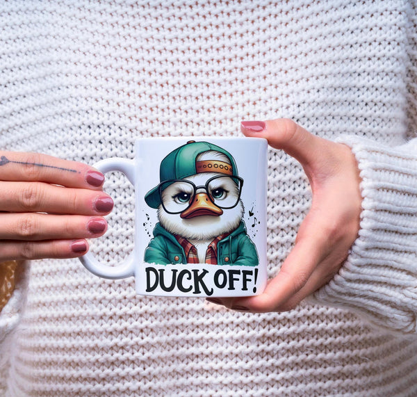 Lustige Ente Tasse – Duck Off Spruch Keramiktasse – Coole Geschenkidee für Kaffee- und Teeliebhaber
