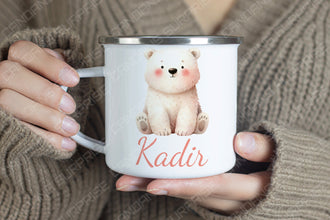Süße Tiere Kindertasse, Emaille Tasse Kinder, Tasse Kinder personalisiert, Kindertasse mit Namen, Emaille Tasse,Löwe,Flamingo,Panda,Pinguin