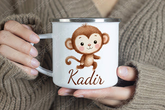 Süße Tiere Kindertasse, Emaille Tasse Kinder, Tasse Kinder personalisiert, Kindertasse mit Namen, Emaille Tasse,Löwe,Flamingo,Panda,Pinguin