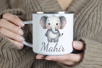 Süße Tiere Kindertasse, Emaille Tasse Kinder, Tasse Kinder personalisiert, Kindertasse mit Namen, Emaille Tasse,Löwe,Flamingo,Panda,Pinguin