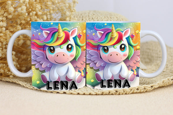 Einhorntasse, Geschenk für Kinder, Geburtstag, Personalisierbar mit deinem NAMEN, Tasse für Freunde, Familie