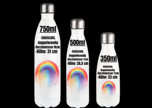 Trinkflasche, Einhorn, mit NAME, Unicorn, Regenbogen, DOPPELWANDIG, Edelstahl, Isolierflasche, HOCHWERTIG, Strahlende Farben