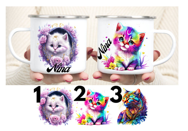 Personalisierte Katzen Tasse mit Namen, Einzigartiges Geschenk, mit hochqualitativen Druck
