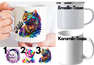 Personalisierte Katzen Tasse mit Namen, Einzigartiges Geschenk, mit hochqualitativen Druck