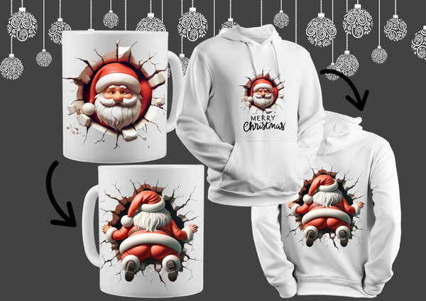 WEIHNACHTEN Kapuzenpullover 3D BILD, mit NAME, Glühweintasse, Geschenk für Familie, Freunde, Kollegen(einzeln oder im Set erhältlich)