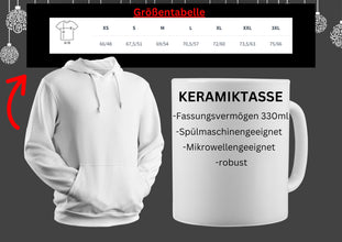WEIHNACHTEN Kapuzenpullover 3D BILD, mit NAME, Glühweintasse, Geschenk für Familie, Freunde, Kollegen(einzeln oder im Set erhältlich)
