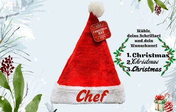 Weihnachtsmütze hochwertig, Gastgeschenk ,Weihnachtsgeschenk für Kollegen, personalisiert, Santa-Mütze,Weihnachtsfeier, Firmengeschenke