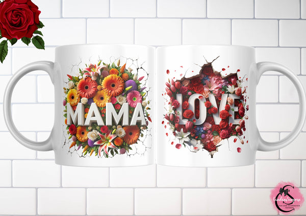 Tasse für MAMA, Muttertag, Geschenk für jeden Anlass, Love, Mama, beidseitiger Druck