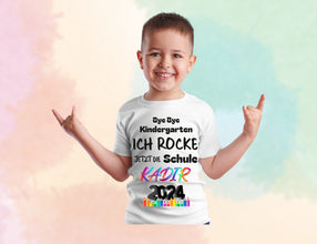Schulanfang Tshirt mit NAMEN, ich ROCKE die Schule,Kita, Abschied Kindergarten, Schulanfang Geschenk,Schulkind,Einschulung