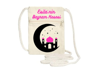 Bayram Kesesi mit Namen Eidbeutel, Eid Säckchen, Geldbeutel, Umhängetasche,Kinderbeutel Taschengeldbeutel, türkisch,arabisch,deutsch