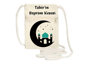 Bayram Kesesi mit Namen Eidbeutel, Eid Säckchen, Geldbeutel, Umhängetasche,Kinderbeutel Taschengeldbeutel, türkisch,arabisch,deutsch