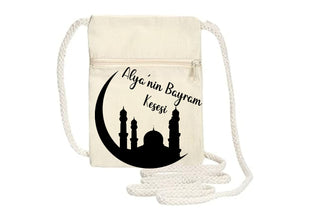 Bayram Kesesi mit Namen Eidbeutel, Eid Säckchen, Geldbeutel, Umhängetasche,Kinderbeutel Taschengeldbeutel, türkisch,arabisch,deutsch