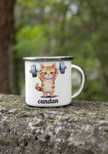 Süße Katzen Kindertasse, Emaille Tasse Kinder, Tasse Kinder personalisiert, Kindertasse mit Namen, Emaille Tasse,