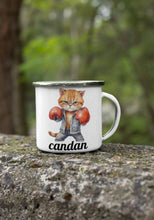 Süße Katzen Kindertasse, Emaille Tasse Kinder, Tasse Kinder personalisiert, Kindertasse mit Namen, Emaille Tasse,