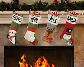 Personalisierte XXL Weihnachtsstrümpfe 47cm – Rentier, Weihnachtsmann und Schneemann Design – Individuelle Weihnachtsdekoration mit Namen