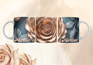 Wunderschöne GOLDENE 3D Tasse mit Rose, personalisierbar,EDLE Tasse für Kollegen, Freunde, Familie, Valentinstag,Geburtstag