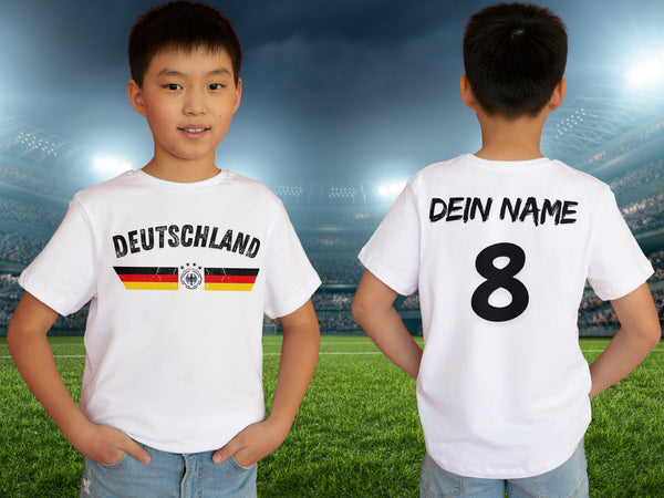 Personalisierte Deutschland Fan T-Shirt | Individueller Name und Nummer | Für die EM 2024 I Herren, Damen und Kinder I Europameisterschaft