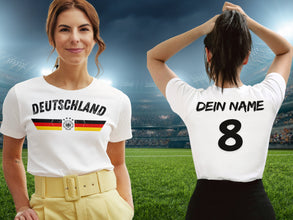 Personalisierte Deutschland Fan T-Shirt | Individueller Name und Nummer | Für die EM 2024 I Herren, Damen und Kinder I Europameisterschaft