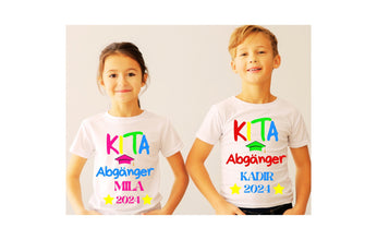 Abschied Kindergarten Tshirt  mit NAMEN, Schule,KITA, Tschüss Kindergarten, Hallo Schule,  Schulkind Einschulung Erzieherin, personalisert,
