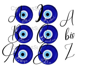 Elegante Tasse, Buchstaben Tasse, blaue Perle, Blaues Auge Motiv, Nazar Boncuk, personalisiert