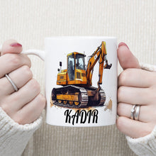Bagger Kindertasse, Keramik Tasse Kinder, Tasse Kinder personalisiert, Kindertasse mit Namen,Keramik Tasse,