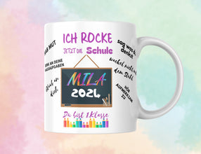SCHULSTARTSET Tshirt mit NAMEN, ich ROCKE die Schule,Kita, Abschied Kindergarten, Schulanfang Geschenk,Schulkind,Einschulung,Gummizugmappe