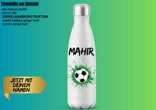 Trinkflasche personalisiert Ronldo, Fußballflasche, Thermoflasche, DOPPELWANDIG qualitativ,Edelstahl,mit deinem NAMEN