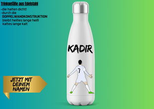 Trinkflasche personalisiert Ronldo, Fußballflasche, Thermoflasche, DOPPELWANDIG qualitativ,Edelstahl,mit deinem NAMEN