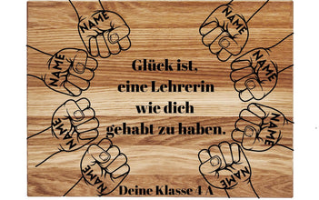 Geschenk für jeden Anlass, Abschiedsgeschenk Schneidebrett,Individuell anpassbar, Erzieher, Lehrer, Rentner, Kollegen I Holzschneidebrett