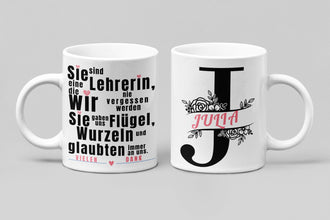 Abschiedsgeschenk Tasse mit Namen Kindergarten Schulkind Einschulung - Erzieherinnen - Erzieherin - Lehrer - Lehrerin