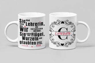 Abschiedsgeschenk Tasse mit Namen Kindergarten Schulkind Einschulung - Erzieherinnen - Erzieherin - Lehrer - Lehrerin