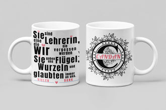 Abschiedsgeschenk Tasse mit Namen Kindergarten Schulkind Einschulung - Erzieherinnen - Erzieherin - Lehrer - Lehrerin