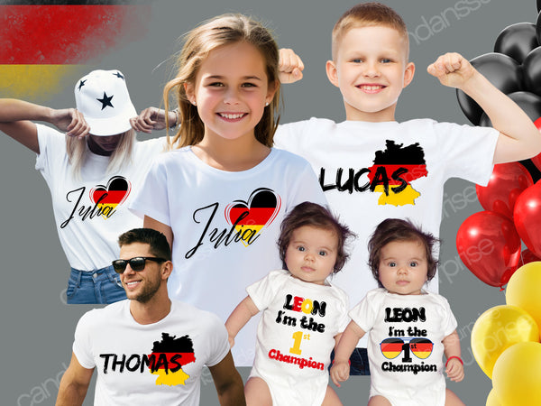 Deutschland TShirt für die ganze FAMILIE, EUROPAMEISTERSCHAFT, personalisiert, EM Tshirt Germany, mit deinem Namen