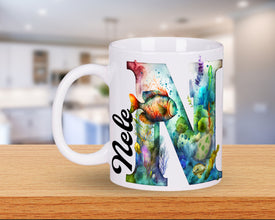 Personalisierte Buchstabe Tasse Geschenke, Kaffee Tasse, Tasse personalisiert, Tasse mit Namen, Kaffee Tasse,Fischmotiv Tasse