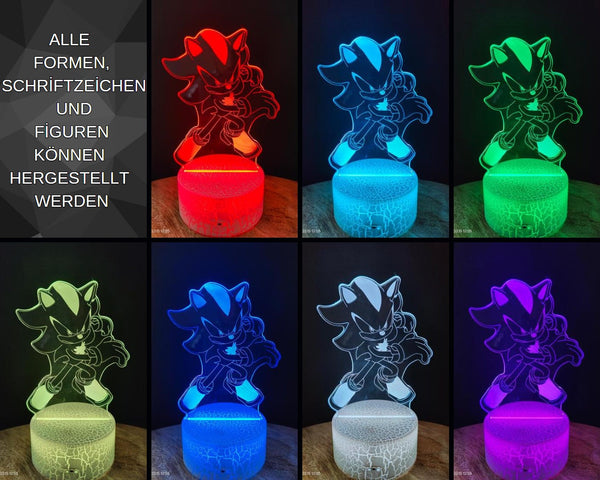 Personalisierte Sonic , Knuckles Nachtlampe LED I Personalisierte Tischlampe I Personalisierte Geschenk I Kinder Nachtlampe