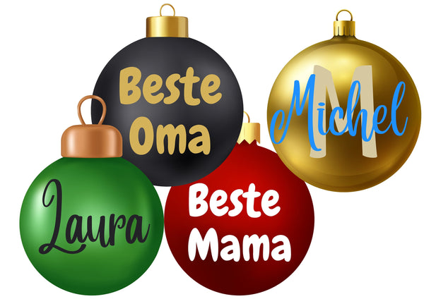 Weihnachtskugel, personalisierte Weihnachtskugeln, mit Wunschname, Wunschtext, Weihnachtsartikeln, Weihnachtsdeko mit Namen