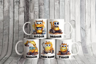 Bagger Kindertasse, Keramik Tasse Kinder, Tasse Kinder personalisiert, Kindertasse mit Namen,Keramik Tasse,