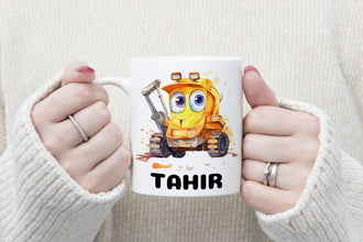 Bagger Kindertasse, Keramik Tasse Kinder, Tasse Kinder personalisiert, Kindertasse mit Namen,Keramik Tasse,