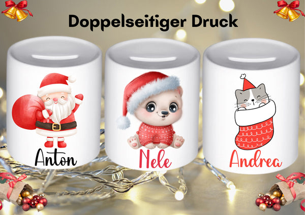 Weihnachtsgeschenk mit NAME, Sparschweinchen, WEIHNACHTSGESCHENK, Spardose Kind, Baby, Personalisierte Spardose, Taufe, Geschenk, Keramik