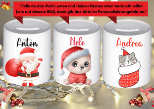 Weihnachtsgeschenk mit NAME, Sparschweinchen, WEIHNACHTSGESCHENK, Spardose Kind, Baby, Personalisierte Spardose, Taufe, Geschenk, Keramik