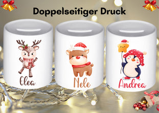 Weihnachtsgeschenk mit NAME, Sparschweinchen, WEIHNACHTSGESCHENK, Spardose Kind, Baby, Personalisierte Spardose, Taufe, Geschenk, Keramik