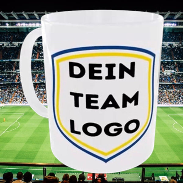 Fußballtasse, Logo, Team Trikot mit Name, beidseit. Druck, Fußball, Basketball, Mannschaftstasse, Verein, dein Team