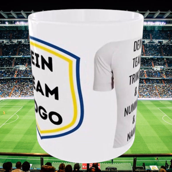 Fußballtasse, Logo, Team Trikot mit Name, beidseit. Druck, Fußball, Basketball, Mannschaftstasse, Verein, dein Team