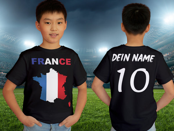 Personalisierte France Fan T-Shirt | Individueller Name und Nummer | Für die EM 2024 I Herren, Damen und Kinder I Europameisterschaft