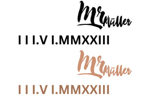 Personalisierte Mr / Mrs römische Ziffern Datum T-Shirt | Mann und Frau Paare Flitterwochen Tshirt | Endlich passendes Hochzeits-T-Shirt