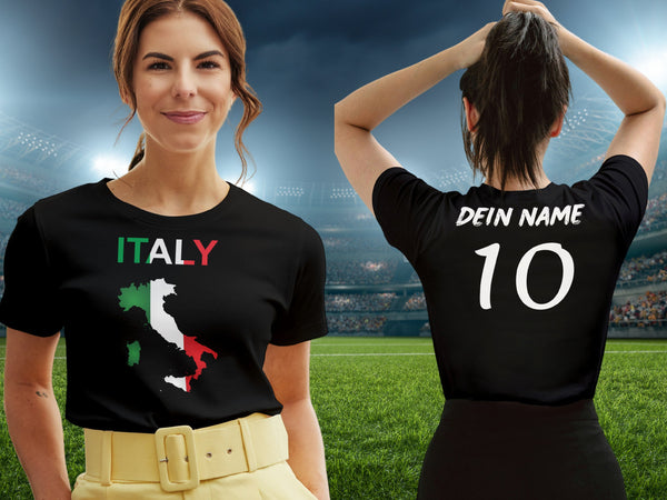 Personalisierte Italien Fan T-Shirt | Individueller Name und Nummer | Für die EM 2024 I Herren, Damen und Kinder I Europameisterschaft